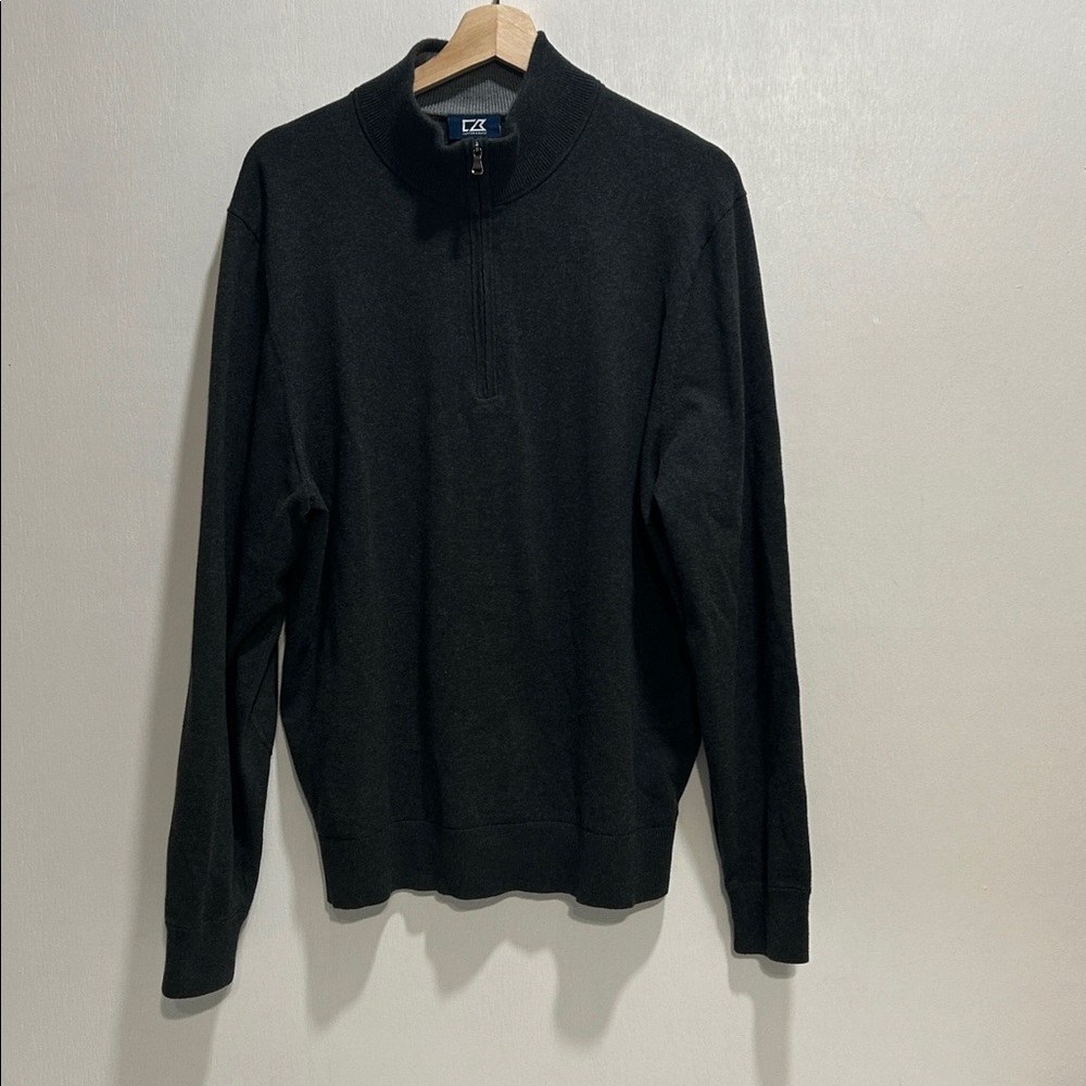 CUTTER N BUCK MENS QUARTER ZIP POLLOVER SWEATER HEATHER Sz MD